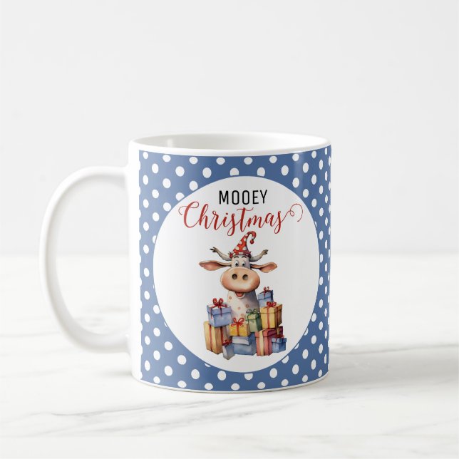 Caneca De Café Vaca de Natal com Trocadilho  (Esquerda)