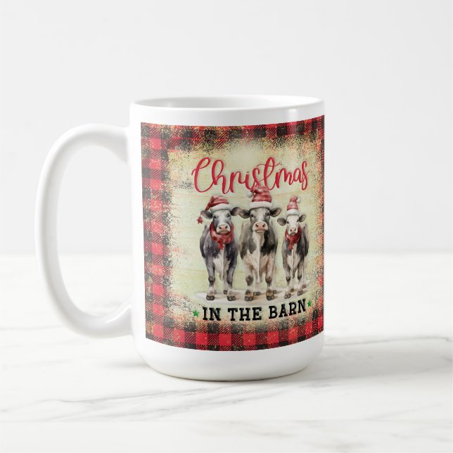 Caneca De Café Vaca de Natal Heifer Farmhouse Mug, presente para  (Esquerda)