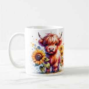 Caneca De Café Vaca e Cama de Girassol