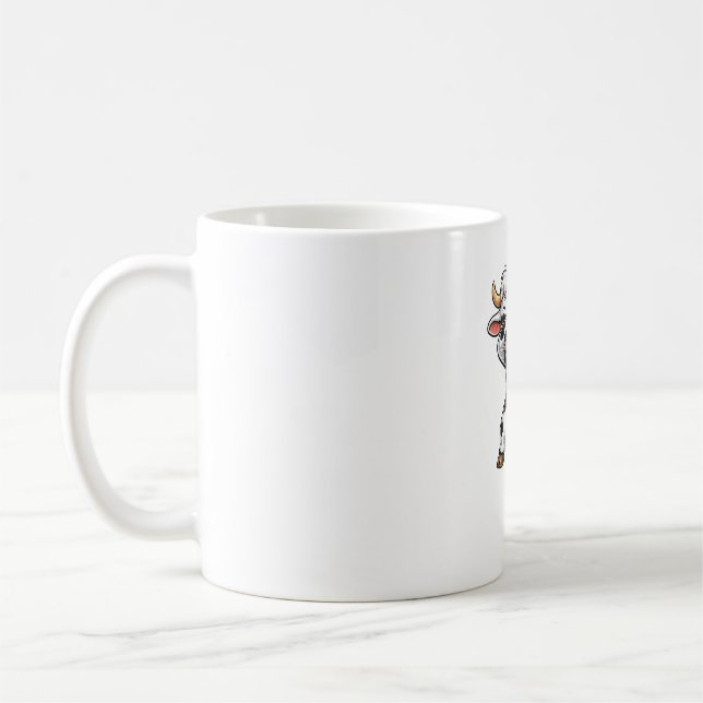 Caneca De Café Vaca engraçada fazendo Dab, Vaca fofa fazendo Dab, (Esquerda)