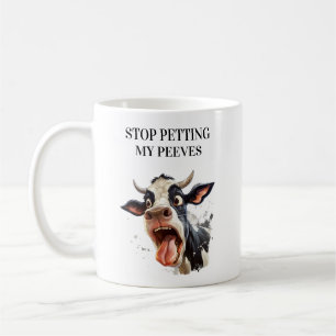 Caneca De Café Vaca Engraçada Para de Acariciar Meus Desagrados