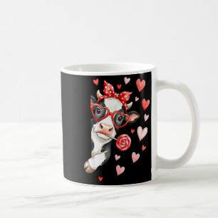 Caneca De Café Vaca Fofa Com Corações & Doces - Vaca do Dia dos N