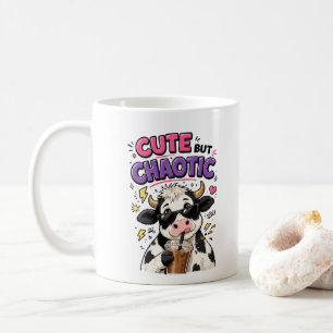 Caneca De Café Vaca fofa mas caótica com café com gelo