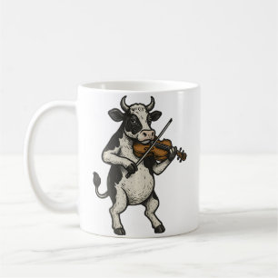 Caneca De Café Vaca Fofa Tocando Violino Vaca Músico Música