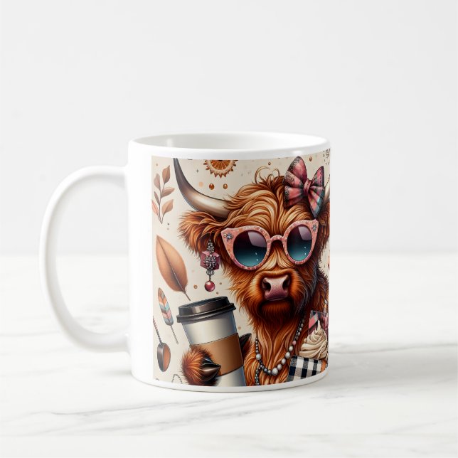 Caneca De Café Vaca Highland da Moda (Esquerda)