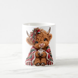Caneca De Café Vaca Highland Natal Laço Coquete Leopardo Café