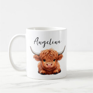 Caneca De Café Vaca Highland Personalizada   Animal de Fazenda Fo