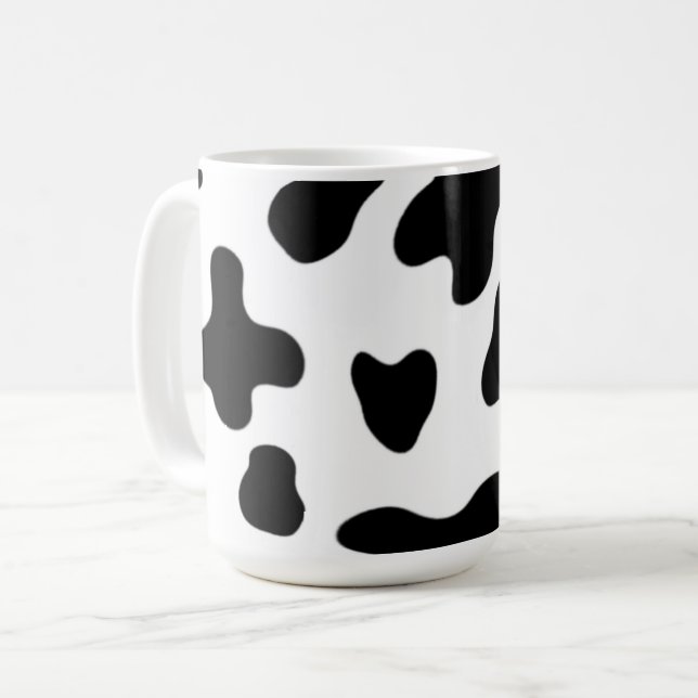 Caneca De Café Vaca preta e branca moderna e bonita (Frente Esquerda)