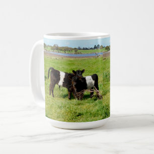 Caneca De Café Vacas Bebês Belted Galloway No Campo,