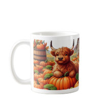 Vacas De Cavernas De Highland Descando Entre Pumpk