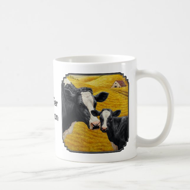 Caneca De Café Vacas de Holstein e Madeira Antiga (Direita)