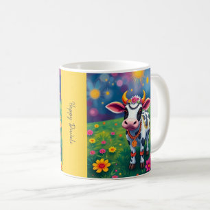 Caneca De Café Vacas Sagradas e Coloridas Diwali em Disfarces Fes