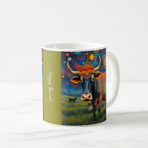 Caneca De Café Vacas Sagradas e Coloridas Diwali em Disfarces Fes