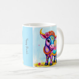 Caneca De Café Vacas Sagradas e Coloridas Diwali em Disfarces Fes