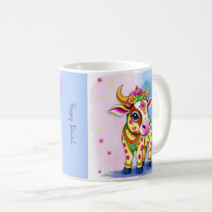Caneca De Café Vacas Sagradas e Coloridas Diwali em Disfarces Fes