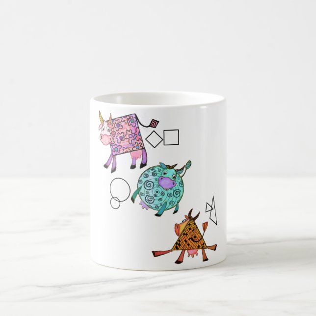 Caneca De Café Vacas Voadoras Crianças Mug (Centro)