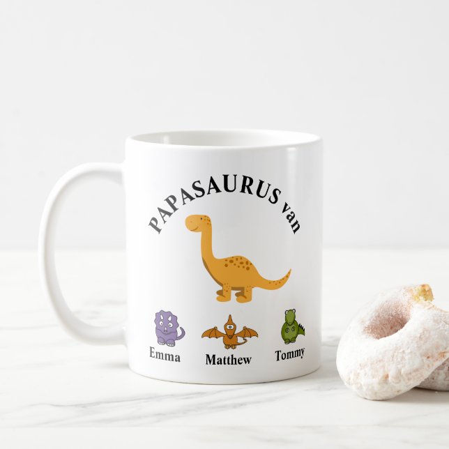 Caneca De Café Vaderdag cadeau papasaurus mok (Com Donut)