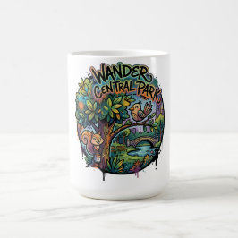 Caneca De Café Vagueie pelo Parque Central Esquilo e Pássaro Capr