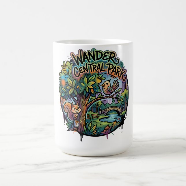 Caneca De Café Vagueie pelo Parque Central Esquilo e Pássaro Capr (Centro)