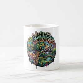 Caneca De Café Vagueie pelo Parque Central Esquilo e Pássaro Capr