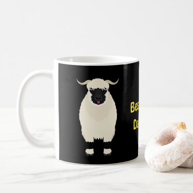 Caneca De Café Valais Black Nose Sheep Best Sheep Pai Nunca (Com Donut)