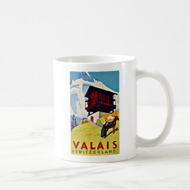 Caneca De Café Valais Suiça Viagens vintage Beauful (Direita)
