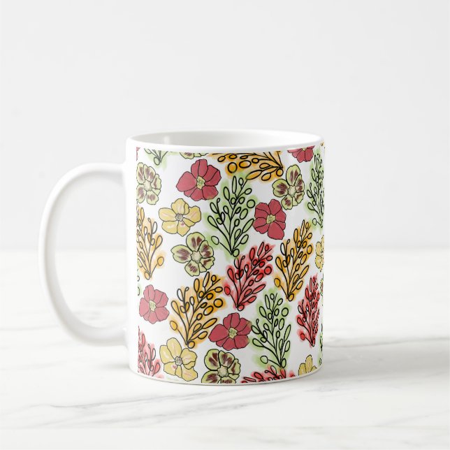 Caneca De Café Valencia Espanha Floral e Vines   (Esquerda)