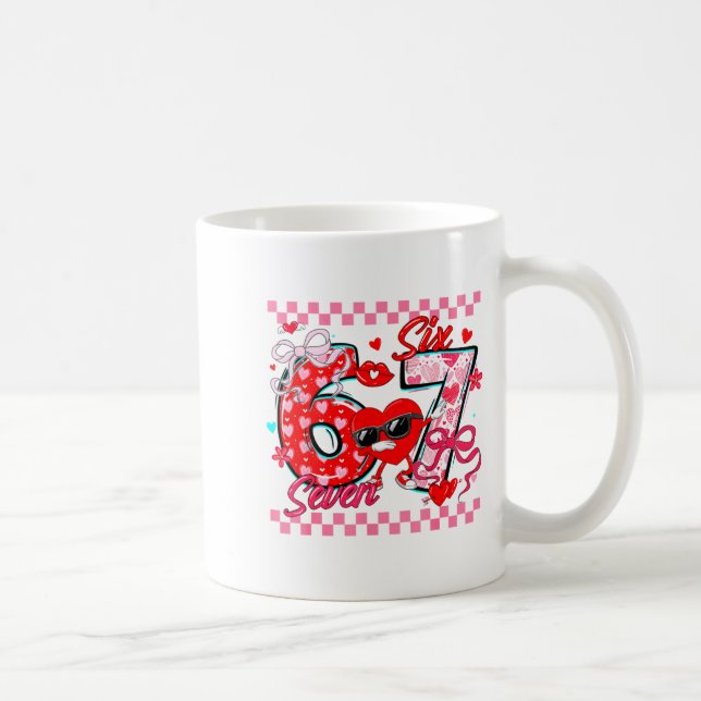 Caneca De Café Valentine 67 Six Seven Meme Dabbing Hearts Matchin (Direita)
