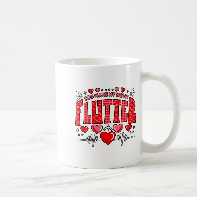 Caneca De Café Valentine Cardiac Nurse You Make My Heart Flutter  (Direita)