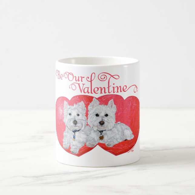 Caneca De Café Valentine dos West Highland White Terriers (Centro)