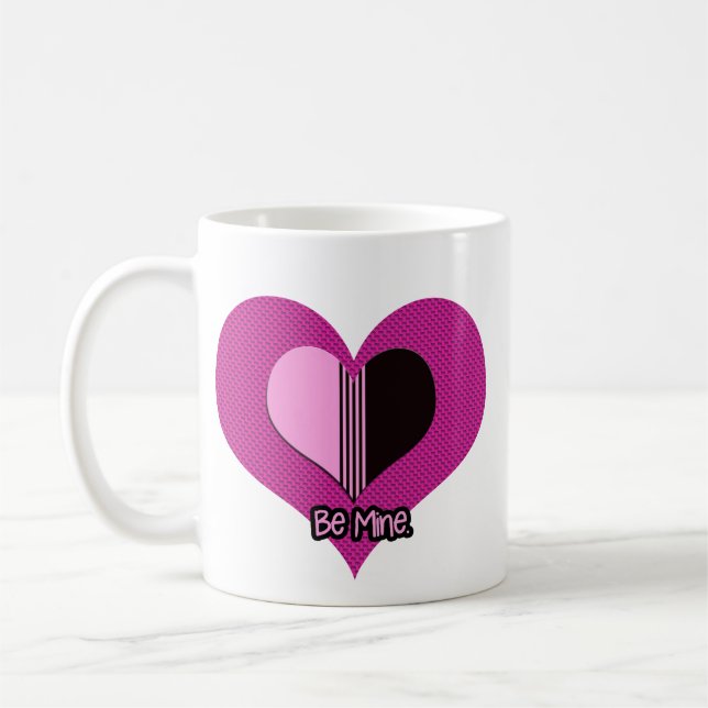 Caneca De Café Valentine Heart Pink and Black Be Mine (Esquerda)
