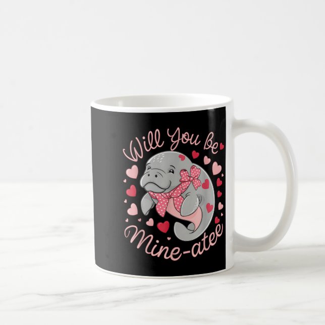 Caneca De Café Valentine Manatee Cute Animal Hearts Will You Be M (Direita)