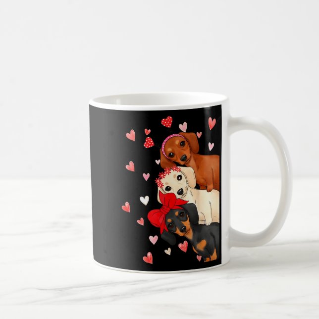 Caneca De Café Valentine’s Day Dog Cute Dachshund Dogs For Dog Mo (Direita)