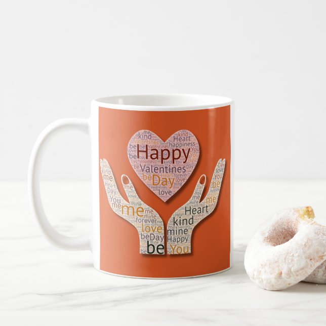 Caneca De Café Valentine’s Day Heart Word Art  (Com Donut)