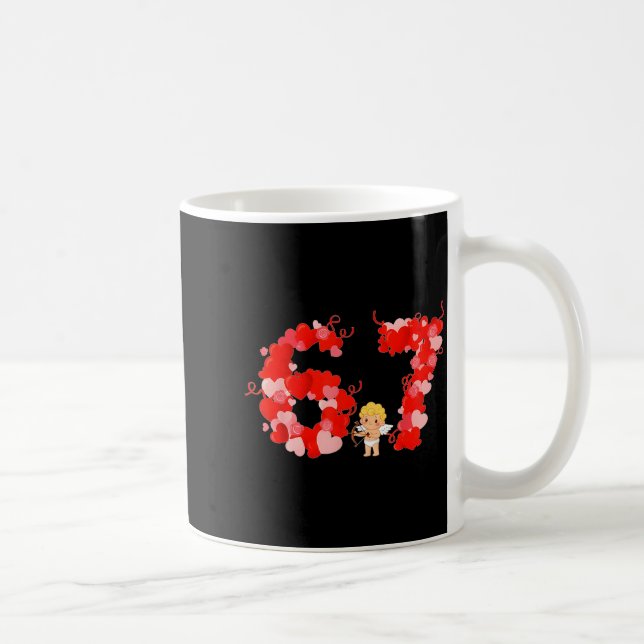 Caneca De Café Valentine’s Day Hearts 67 Meme Six Seven 6 7 Cute  (Direita)