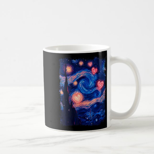 Caneca De Café Valentine Van Gogh Starry Night Heart Matching Cou (Direita)
