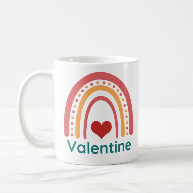 Caneca De Café Valentine Vintage Boho Arco-íris (Esquerda)