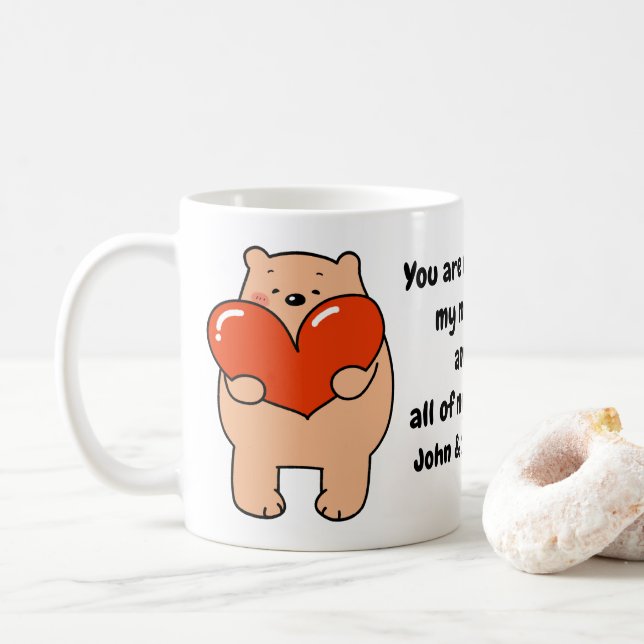 Caneca De Café Valentine's Day Bear Love Heart (Com Donut)