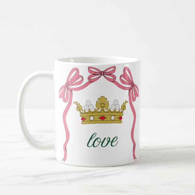 Caneca De Café Valentine's Day Coquette Heart Bow Valentine's (Esquerda)