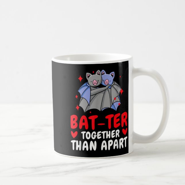 Caneca De Café Valentine's Day Cuddling Cute Bats Couple Bat Vale (Direita)
