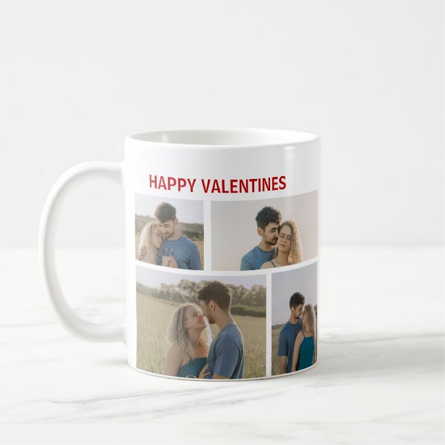 Caneca De Café Valentines Day Custom 4 Photos (Esquerda)