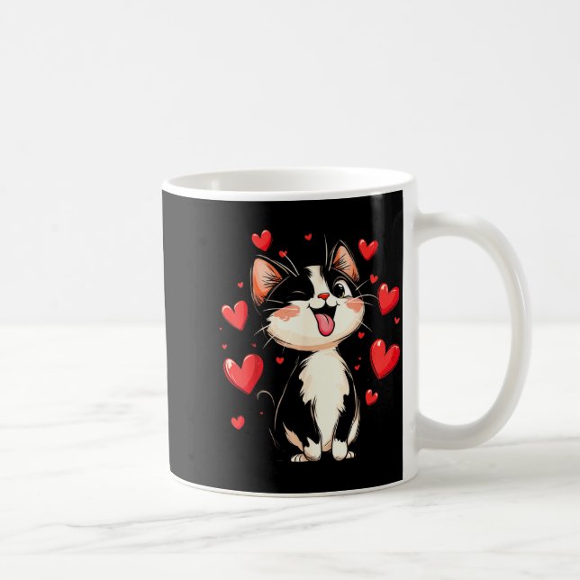 Caneca De Café Valentines Day Design With A Cat On It  (Direita)