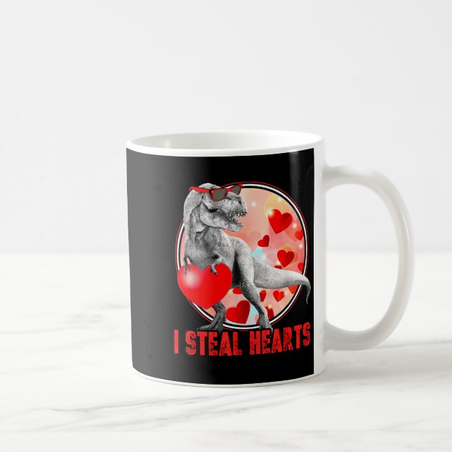 Caneca De Café Valentines Day Dinosaur T Rex I Steal Hearts Funny (Direita)