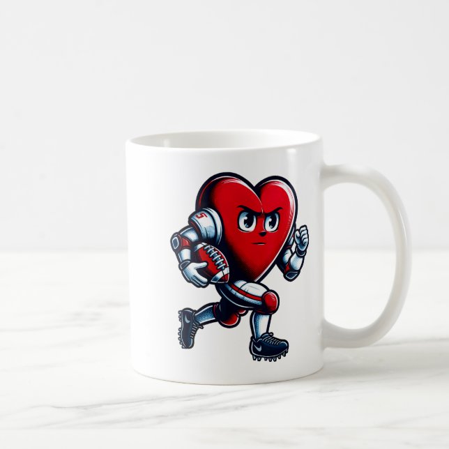 Caneca De Café Valentines Day Heart Football Player Team Srts  (Direita)