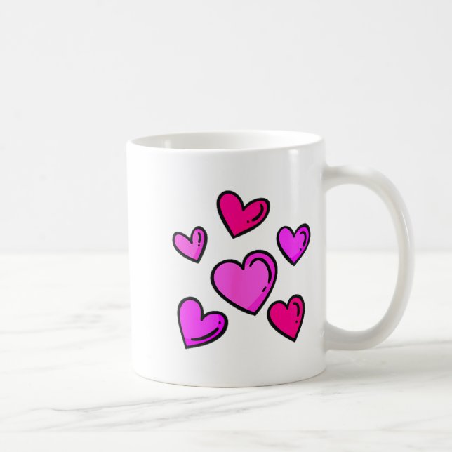Caneca De Café Valentines Day Hearts Love Graphic  (Direita)