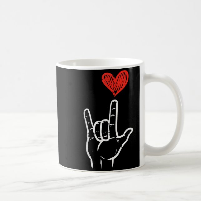 Caneca De Café Valentines Day I Love You Hand Sign Asl Heart Wome (Direita)