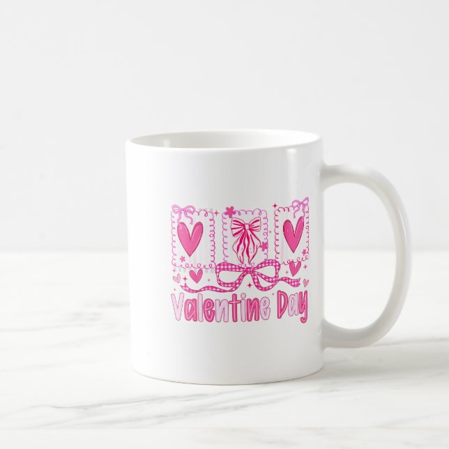 Caneca De Café Valentines Day Preppy Hearts Coquette Bow Women Gi (Direita)