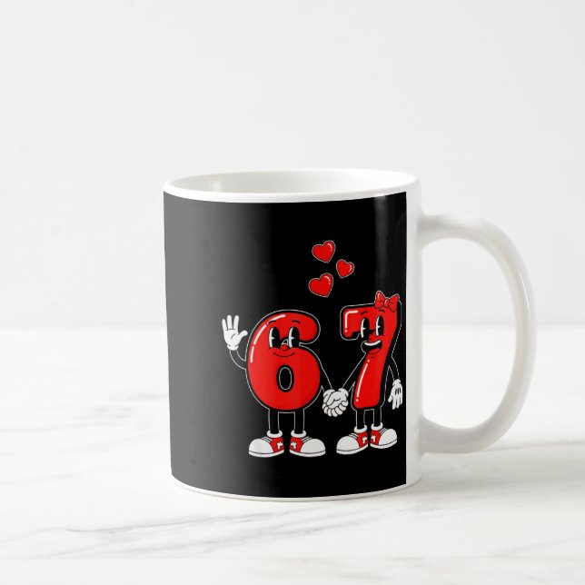 Caneca De Café Valentine's Day Six Seven Hearts 6 7 Meme Gen Alph (Direita)