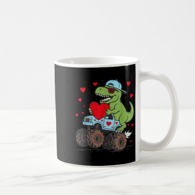 Caneca De Café Valentines Day T Rex Riding Monster Truck Funny To (Direita)
