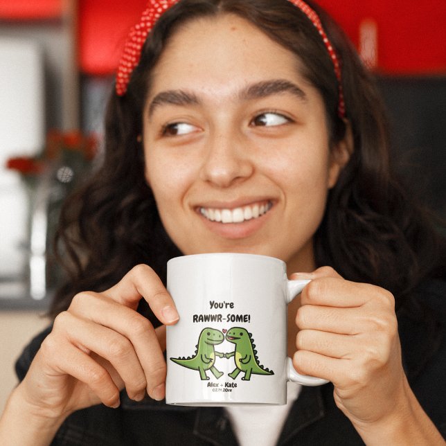 Caneca De Café valentines dos dinossauros (Criador carregado)